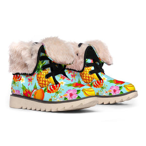 Hawaiian Tropical Fruits Pattern Print Winter Boots