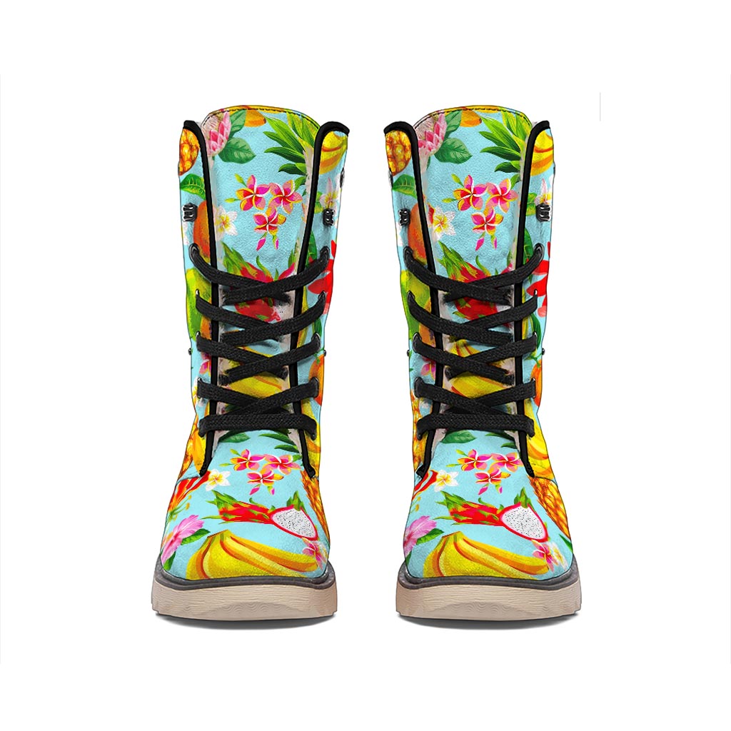 Hawaiian Tropical Fruits Pattern Print Winter Boots