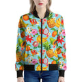 Hawaiian Tropical Fruits Pattern Print Women's Bomber Jacket