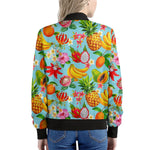 Hawaiian Tropical Fruits Pattern Print Women's Bomber Jacket