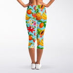 Hawaiian Tropical Fruits Pattern Print Women's Capri Leggings