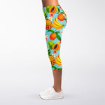 Hawaiian Tropical Fruits Pattern Print Women's Capri Leggings