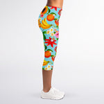 Hawaiian Tropical Fruits Pattern Print Women's Capri Leggings