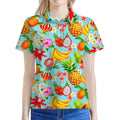 Hawaiian Tropical Fruits Pattern Print Women's Polo Shirt