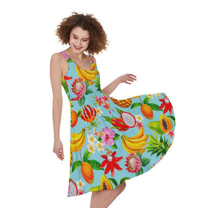Hawaiian Tropical Fruits Pattern Print Women's Sleeveless Dress