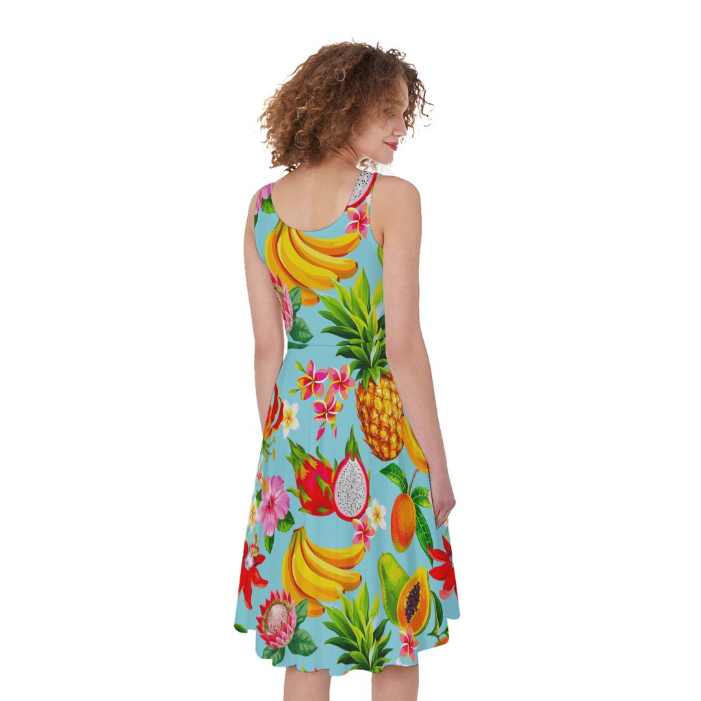 Hawaiian Tropical Fruits Pattern Print Women's Sleeveless Dress