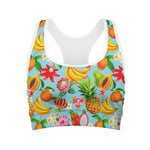Hawaiian Tropical Fruits Pattern Print Women's Sports Bra