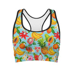 Hawaiian Tropical Fruits Pattern Print Women's Sports Bra