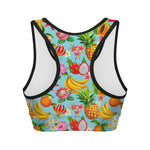 Hawaiian Tropical Fruits Pattern Print Women's Sports Bra