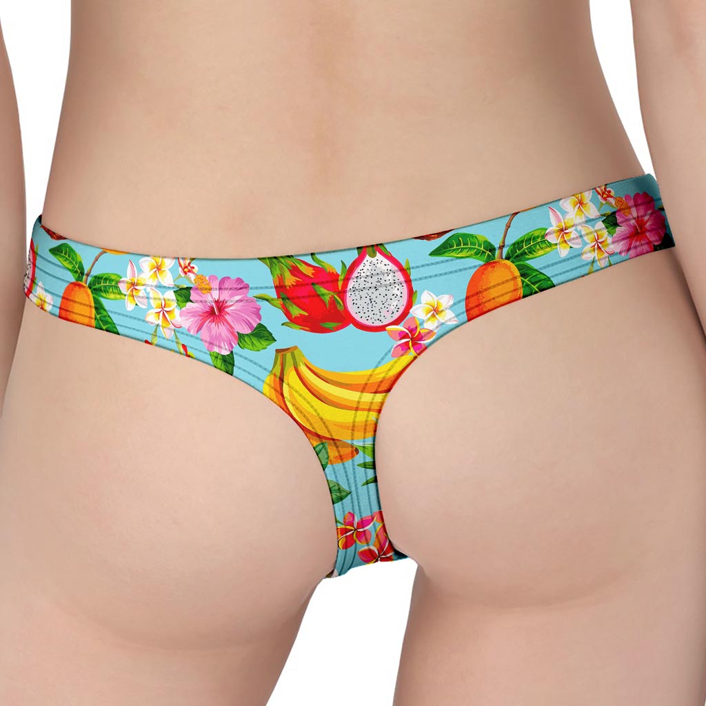 Hawaiian Tropical Fruits Pattern Print Women's Thong