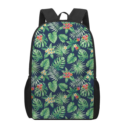 Hawaiian Tropical Leaves Pattern Print 17 Inch Backpack