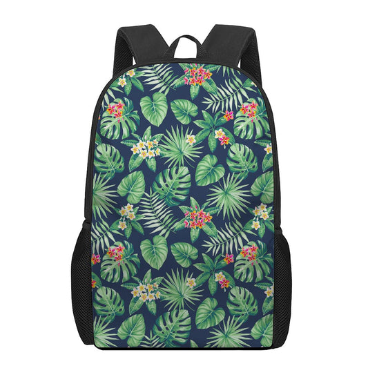 Hawaiian Tropical Leaves Pattern Print 17 Inch Backpack