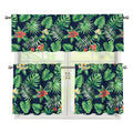 Hawaiian Tropical Leaves Pattern Print 3 Piece Kitchen Curtains
