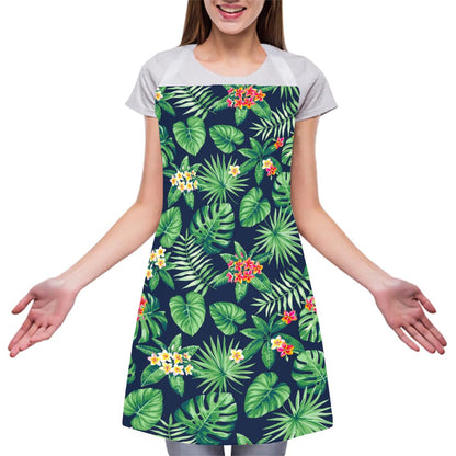 Hawaiian Tropical Leaves Pattern Print Adjustable Apron