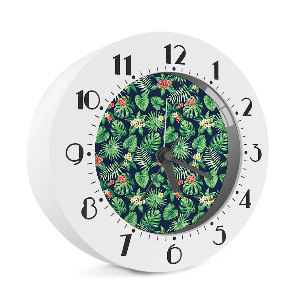 Hawaiian Tropical Leaves Pattern Print Alarm Clock