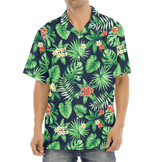 Hawaiian Tropical Leaves Pattern Print Aloha Shirt