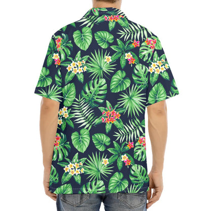 Hawaiian Tropical Leaves Pattern Print Aloha Shirt