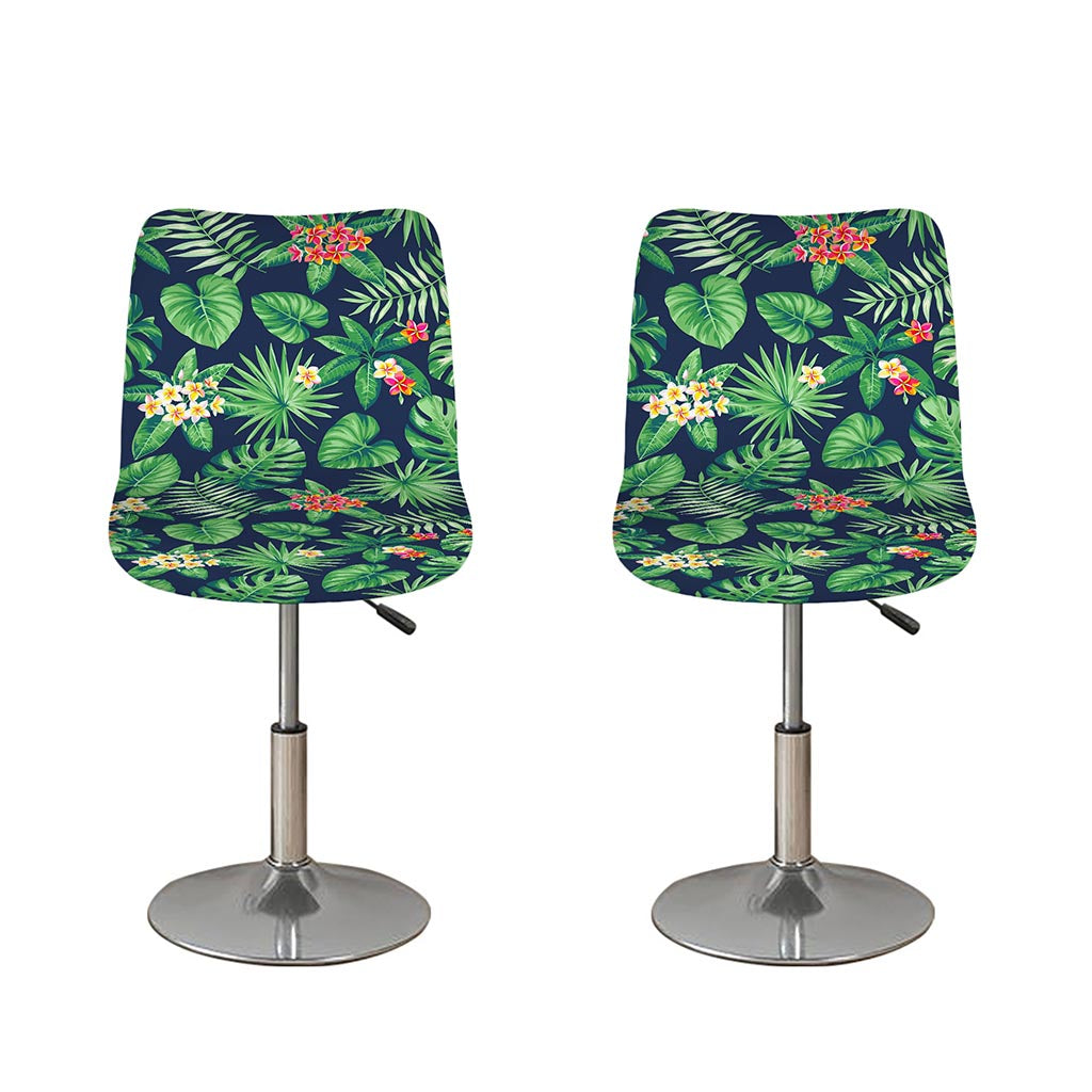 Hawaiian Tropical Leaves Pattern Print Bar Stool Covers