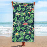 Hawaiian Tropical Leaves Pattern Print Beach Towel