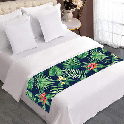 Hawaiian Tropical Leaves Pattern Print Bed Runner