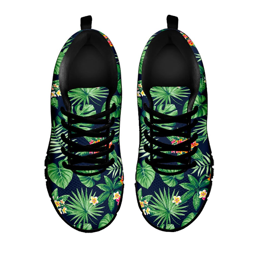 Hawaiian Tropical Leaves Pattern Print Black Running Shoes