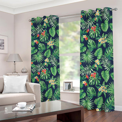 Hawaiian Tropical Leaves Pattern Print Blackout Grommet Curtains