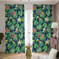 Hawaiian Tropical Leaves Pattern Print Dimout Pencil Pleat Curtains