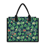 Hawaiian Tropical Leaves Pattern Print Canvas Tote Bag