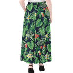 Hawaiian Tropical Leaves Pattern Print Chiffon Maxi Skirt
