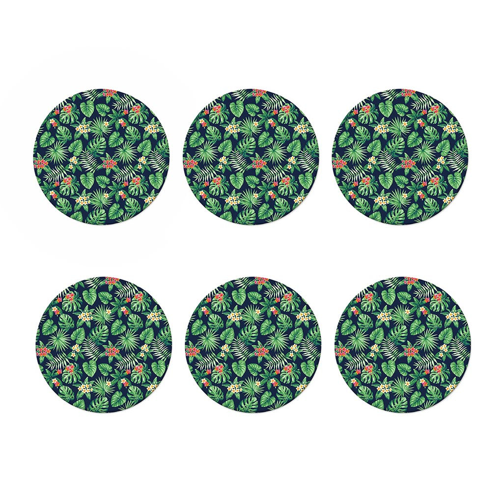 Hawaiian Tropical Leaves Pattern Print Coaster Set