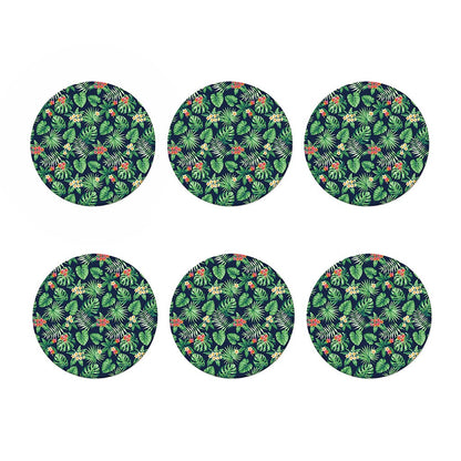 Hawaiian Tropical Leaves Pattern Print Coaster Set