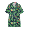 Hawaiian Tropical Leaves Pattern Print Cotton Hawaiian Shirt