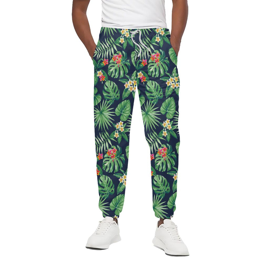 Hawaiian Tropical Leaves Pattern Print Cotton Pants