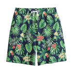 Hawaiian Tropical Leaves Pattern Print Cotton Shorts