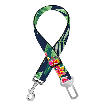 Hawaiian Tropical Leaves Pattern Print Dog Seat Belt