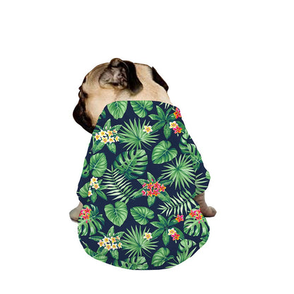 Hawaiian Tropical Leaves Pattern Print Dog Zip Up Jacket