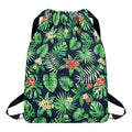 Hawaiian Tropical Leaves Pattern Print Drawstring Backpack