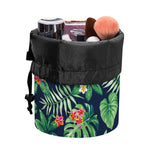 Hawaiian Tropical Leaves Pattern Print Drawstring Makeup Bag