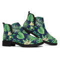 Hawaiian Tropical Leaves Pattern Print Flat Ankle Boots