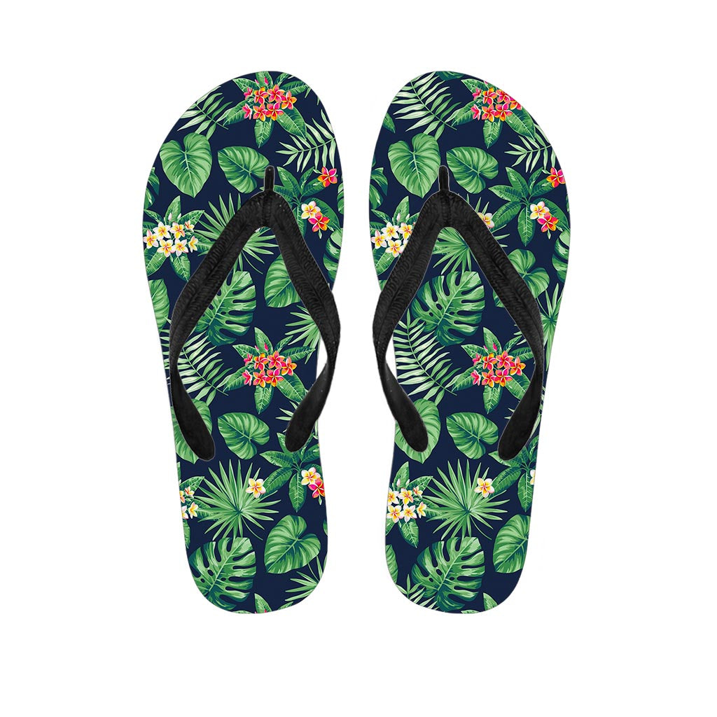 Hawaiian Tropical Leaves Pattern Print Flip Flops