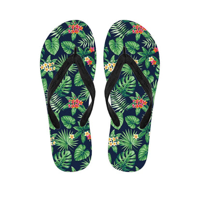 Hawaiian Tropical Leaves Pattern Print Flip Flops