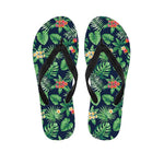 Hawaiian Tropical Leaves Pattern Print Flip Flops