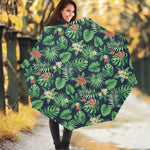 Hawaiian Tropical Leaves Pattern Print Foldable Umbrella