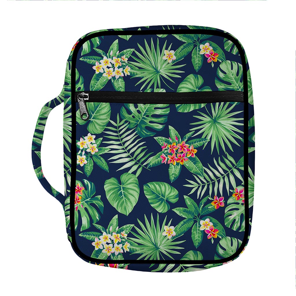 Hawaiian Tropical Leaves Pattern Print Front Pocket Bible Bag