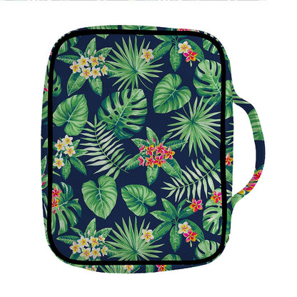 Hawaiian Tropical Leaves Pattern Print Front Pocket Bible Bag