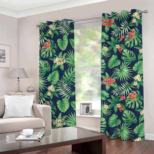 Hawaiian Tropical Leaves Pattern Print Grommet Curtains