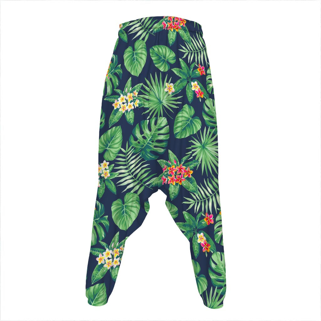 Hawaiian Tropical Leaves Pattern Print Hammer Pants