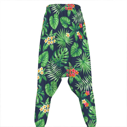 Hawaiian Tropical Leaves Pattern Print Hammer Pants