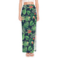 Hawaiian Tropical Leaves Pattern Print High Slit Maxi Skirt
