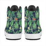 Hawaiian Tropical Leaves Pattern Print High Top Leather Sneakers